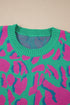 Relaxed Fit Abstract Animal Pattern Knit Sweater