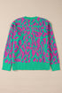 Relaxed Fit Abstract Animal Pattern Knit Sweater