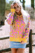 Relaxed Fit Abstract Animal Pattern Knit Sweater
