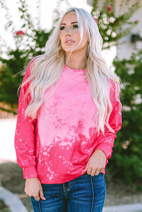 Relaxed Fit Abstract Splatter Print Crew Neck Sweatshirt