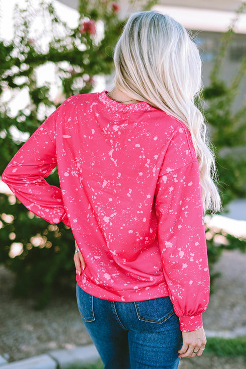 Relaxed Fit Abstract Splatter Print Crew Neck Sweatshirt