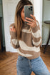 Relaxed Fit Abstract Stripe Mock Neck Knit Sweater
