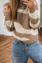 Relaxed Fit Abstract Stripe Mock Neck Knit Sweater