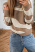 Relaxed Fit Abstract Stripe Mock Neck Knit Sweater