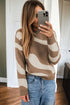 Relaxed Fit Abstract Stripe Mock Neck Knit Sweater