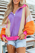 Relaxed Fit Balloon Sleeve Blocked Zip Up Hoodie