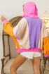 Relaxed Fit Balloon Sleeve Blocked Zip Up Hoodie