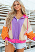 Relaxed Fit Balloon Sleeve Blocked Zip Up Hoodie