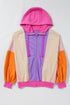 Relaxed Fit Balloon Sleeve Blocked Zip Up Hoodie