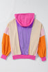 Relaxed Fit Balloon Sleeve Blocked Zip Up Hoodie