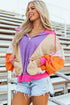 Relaxed Fit Balloon Sleeve Blocked Zip Up Hoodie