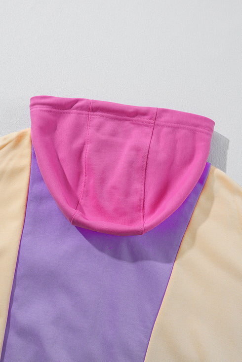 Relaxed Fit Balloon Sleeve Blocked Zip Up Hoodie