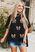 Relaxed Fit Bow Graphic Cotton Blend Short Sleeve Tee