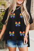 Relaxed Fit Bow Graphic Cotton Blend Short Sleeve Tee