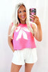 Relaxed Fit Bow Graphic Muscle Tank Top