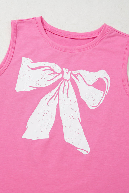 Relaxed Fit Bow Graphic Muscle Tank Top