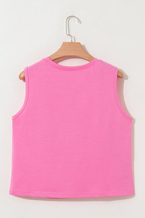 Relaxed Fit Bow Graphic Muscle Tank Top
