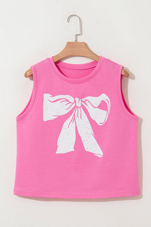 Relaxed Fit Bow Graphic Muscle Tank Top