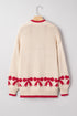 Relaxed Fit Bow Motif Open Front Cardigan