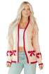 Relaxed Fit Bow Motif Open Front Cardigan