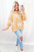 Relaxed Fit Bow Pattern Crewneck Knit Pullover Sweater