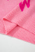 Relaxed Fit Bow Pattern Crewneck Knit Pullover Sweater