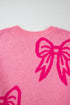 Relaxed Fit Bow Pattern Crewneck Knit Pullover Sweater