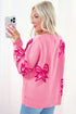 Relaxed Fit Bow Pattern Crewneck Knit Pullover Sweater