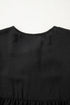 Relaxed Fit Bow Tie Neck Three Quarter Sleeve Blouse