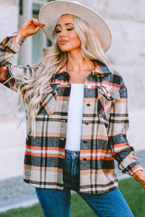 Relaxed Fit Brushed Plaid Button Down Shirt