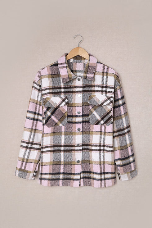 Relaxed Fit Brushed Plaid Button Down Shirt