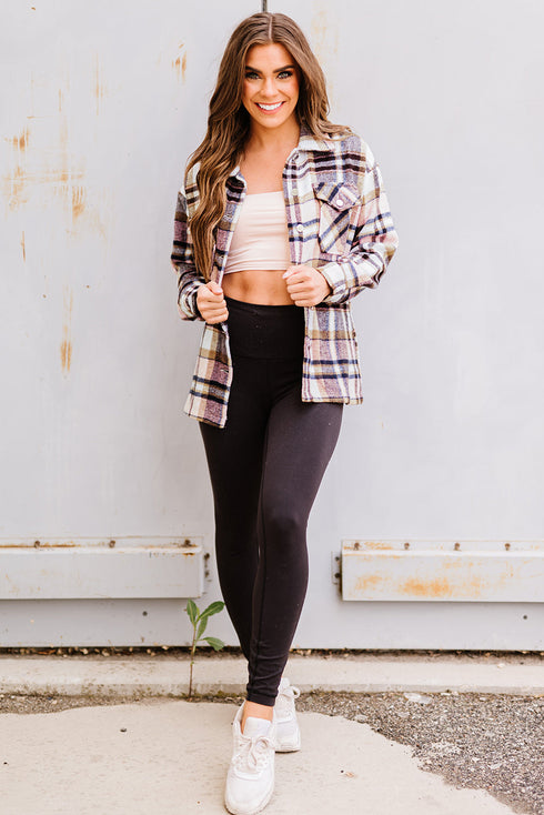 Relaxed Fit Brushed Plaid Button Down Shirt