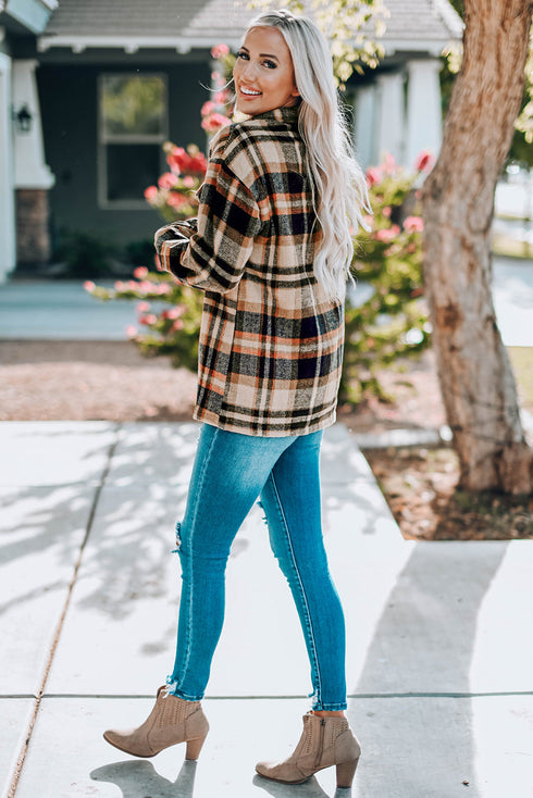 Relaxed Fit Brushed Plaid Button Down Shirt