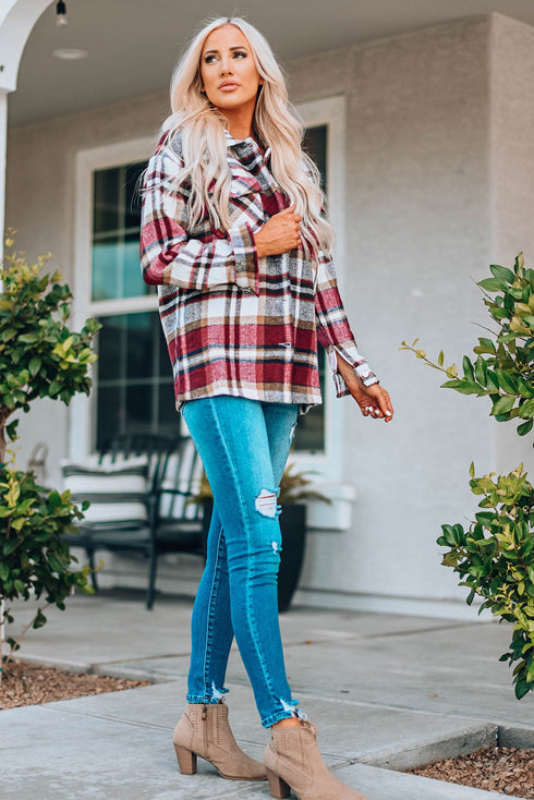 Relaxed Fit Brushed Plaid Button Down Shirt