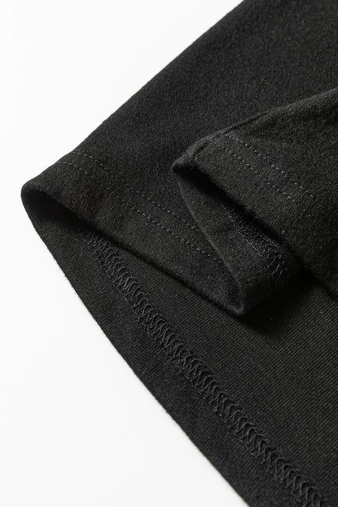 Relaxed Fit Button Accent Textured Sleeve Knit Top