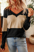 Relaxed Fit Button Accent Textured Sleeve Knit Top