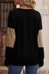 Relaxed Fit Button Accent Textured Sleeve Knit Top