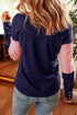 Relaxed Fit Button Accent Textured Sleeve Knit Top