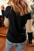 Relaxed Fit Button Accent Textured Sleeve Knit Top