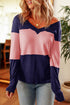 Relaxed Fit Button Accent Textured Sleeve Knit Top