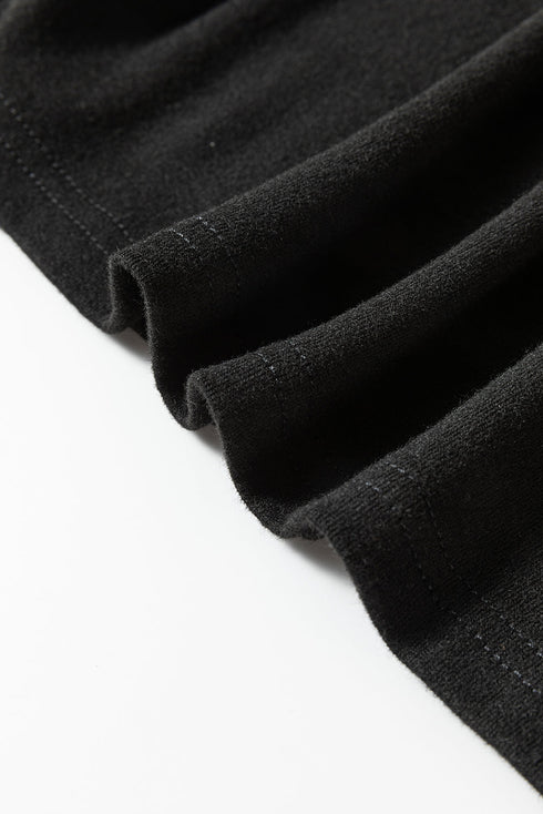 Relaxed Fit Button Accent Textured Sleeve Knit Top