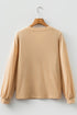 Relaxed Fit Button Accent V Neck Long Sleeve Top