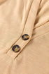 Relaxed Fit Button Accent V Neck Long Sleeve Top