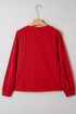 Relaxed Fit Button Accent V Neck Long Sleeve Top