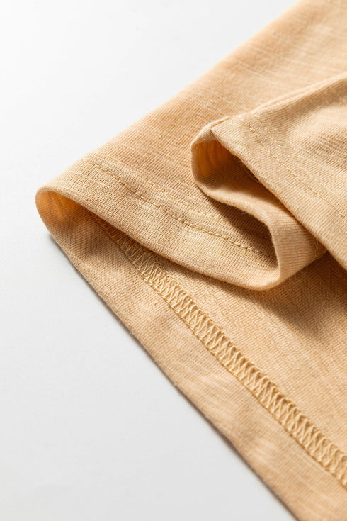 Relaxed Fit Button Accent V Neck Long Sleeve Top