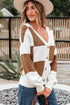Relaxed Fit Button Down V Neck Checkered Knit Cardigan