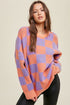 Relaxed Fit Checkerboard Pattern Crew Neck Sweater