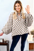 Relaxed Fit Checkerboard Print Lantern Sleeve Hoodie