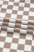 Relaxed Fit Checkerboard Print Lantern Sleeve Hoodie