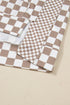 Relaxed Fit Checkerboard Print Lantern Sleeve Hoodie